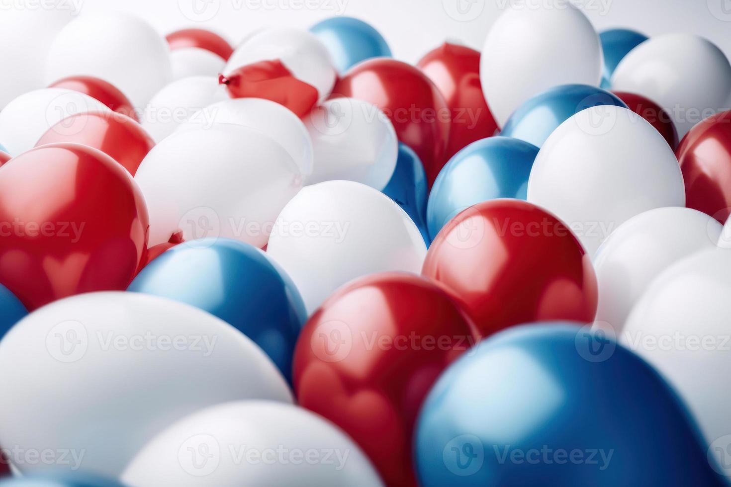Blue red and white balloon on white background with copy space. photo