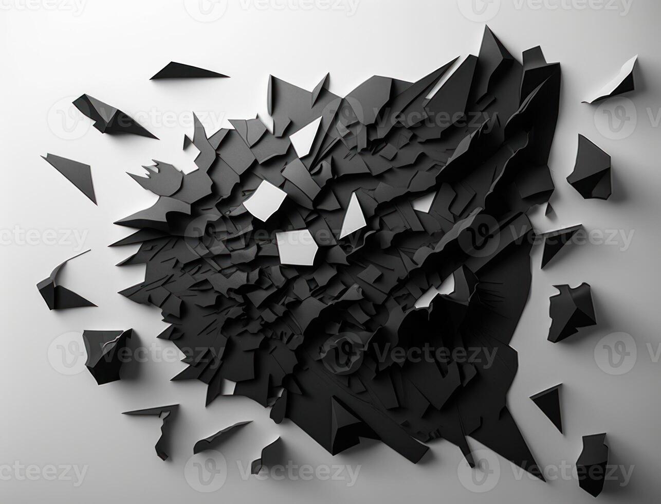 Abstract dark black various paper shapes background created with technology photo