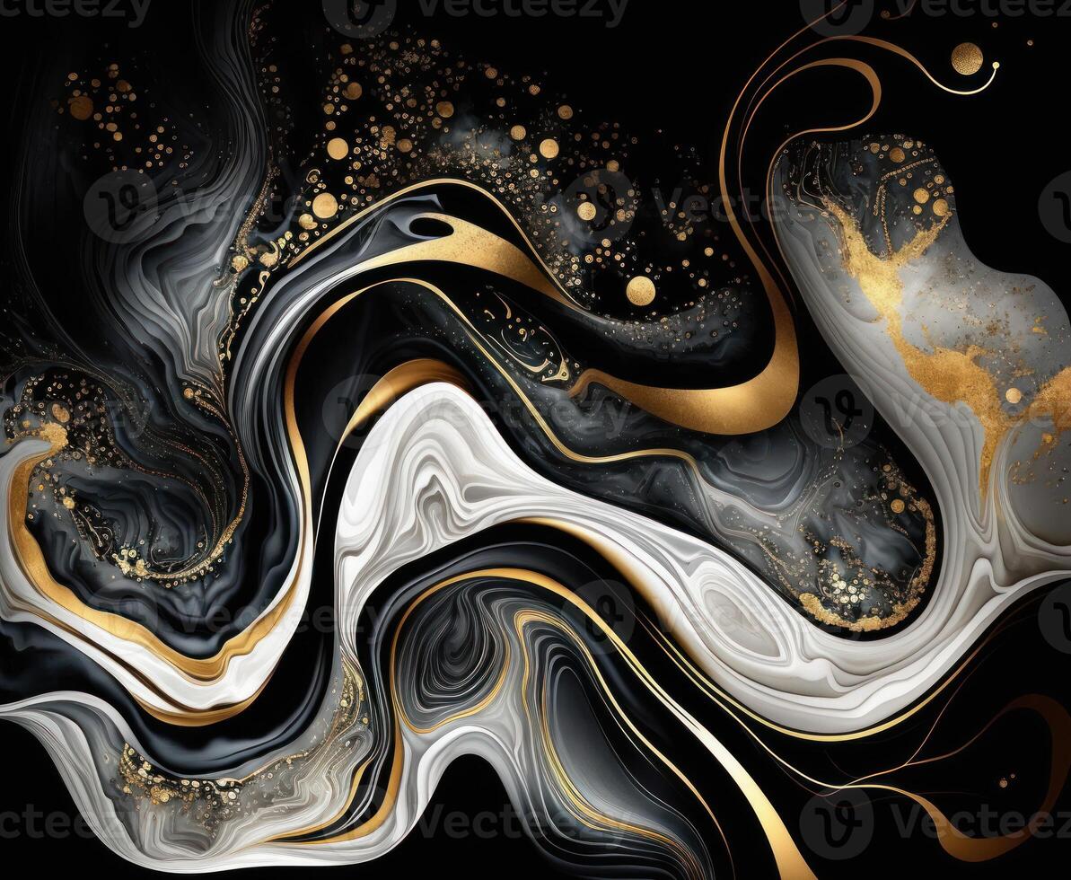 Abstract wave lines background Marble stone texture background material with elements of semi-precious stones and gold created with technology photo