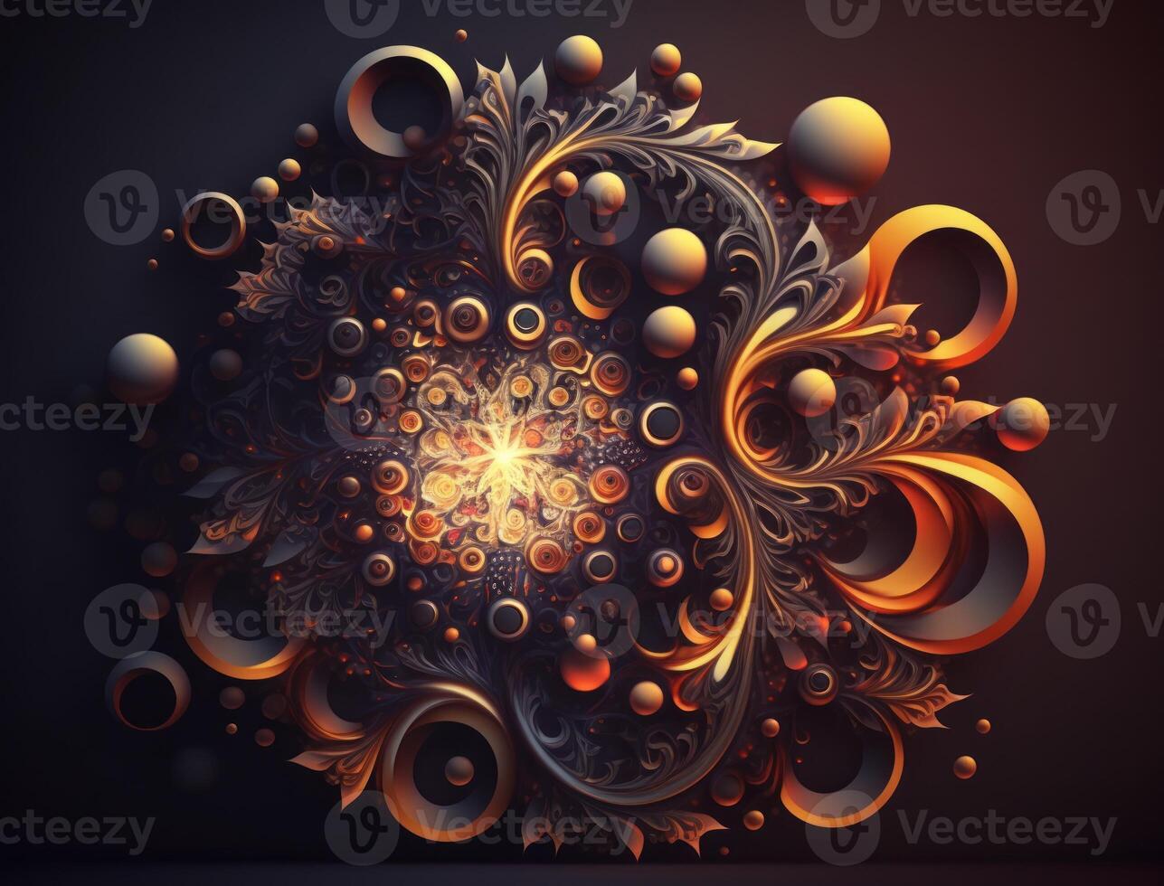 Fractal mandala Sacred geometry background created with technology photo