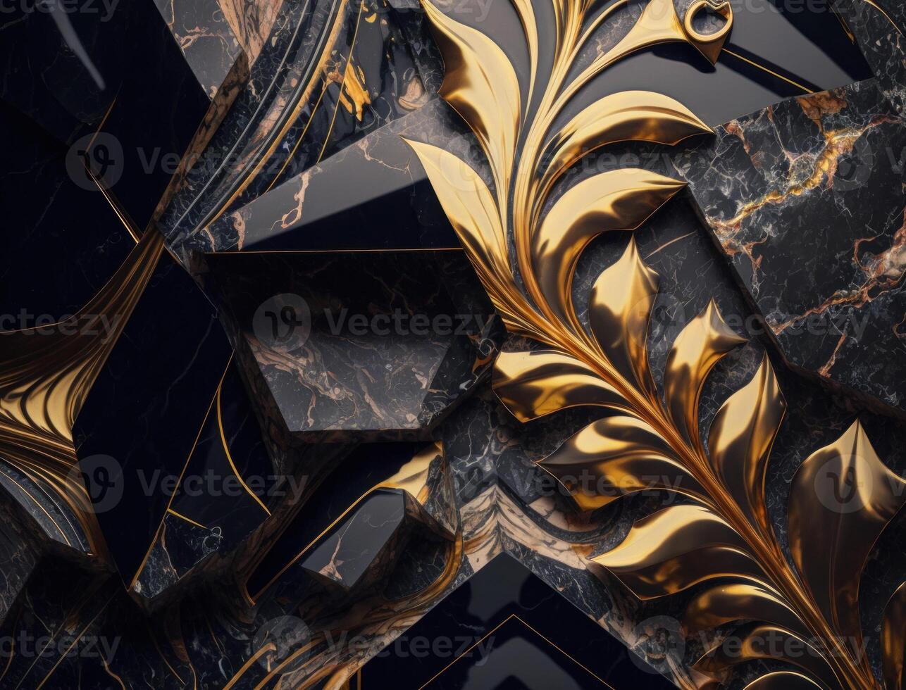 Marble stone texture background material with elements of semi-precious stones and gold created with technology photo