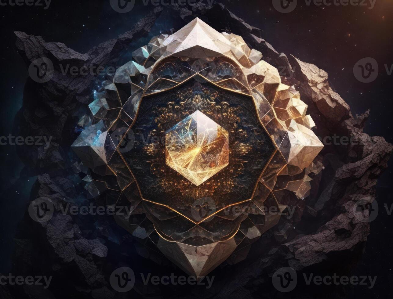 Fractal mandala Sacred geometry background created with technology photo