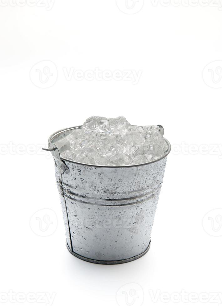 Ice bucket with ice isolated on a white background. photo