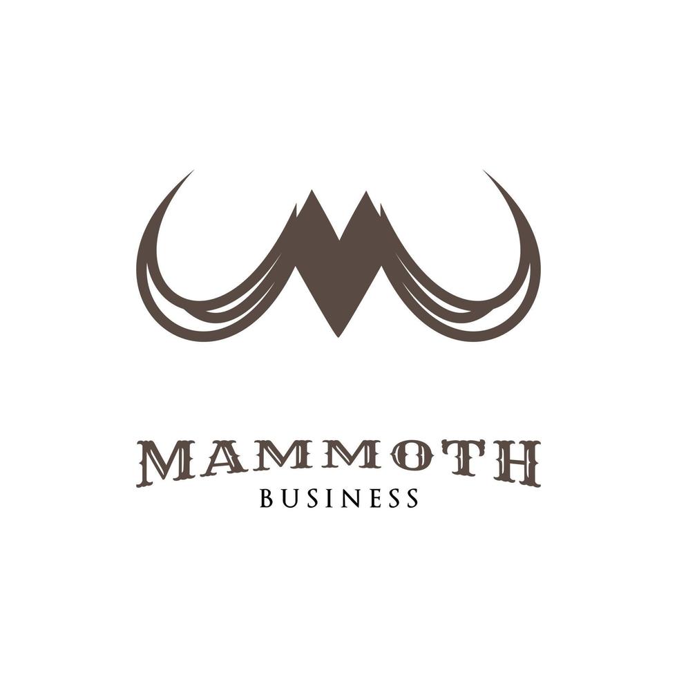 Initial Letter M Mammoth Ivory Icon Logo Design Template vector