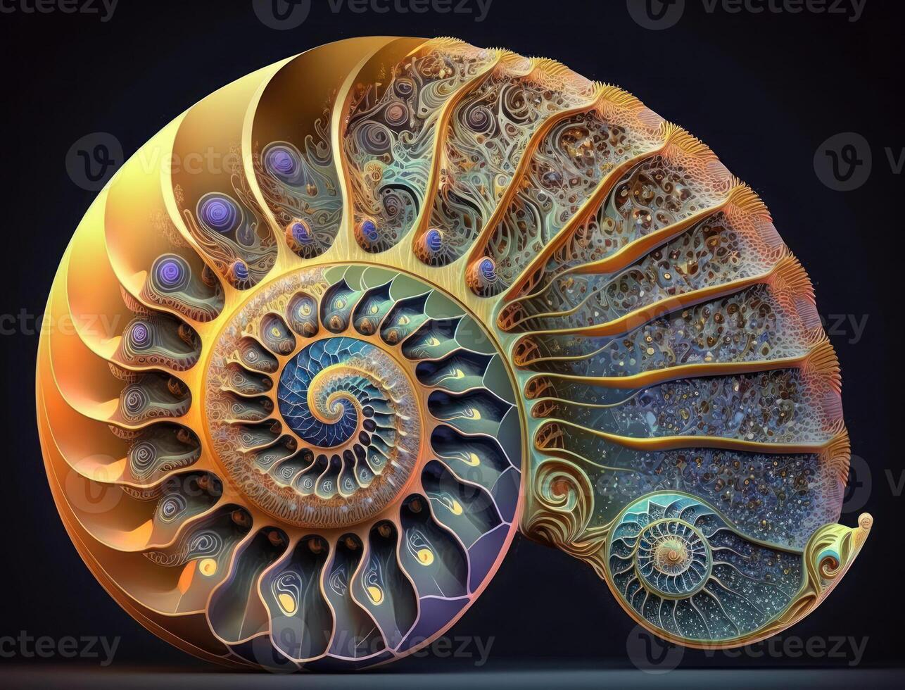 Ammonite fossil background created with technology photo