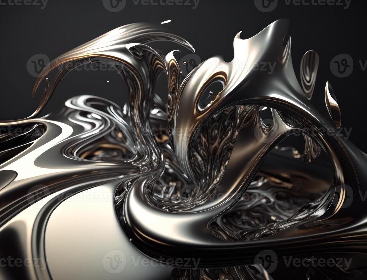 A metallic abstract wavy liquid background technology photo