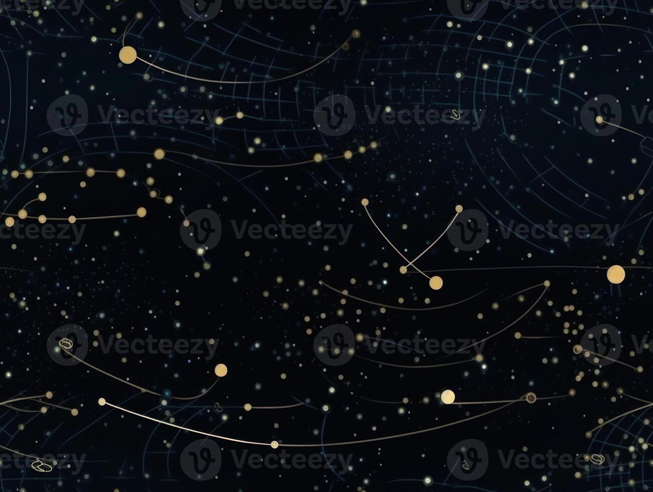 Starry sky space background seamless pattern in dark blue and green colors created with technology photo