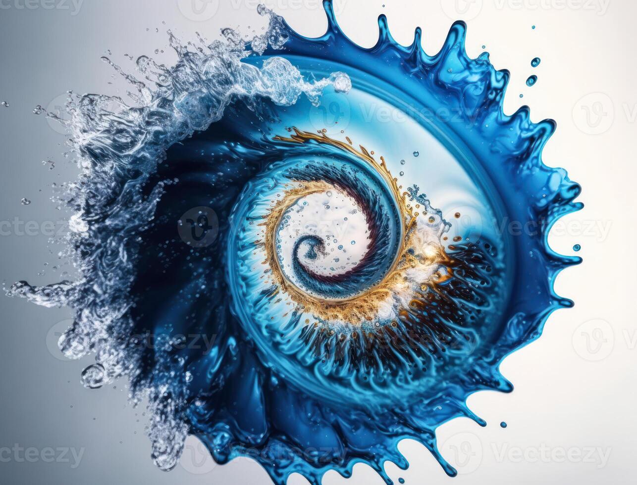 Radial spiral water splash background created with technology photo