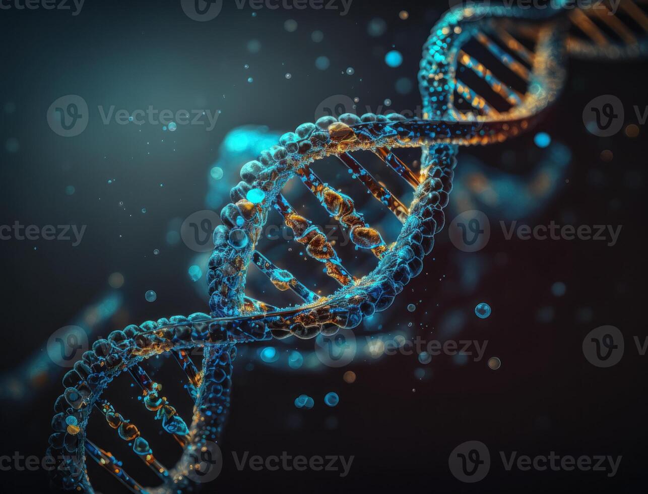 dna structure background created with technology photo