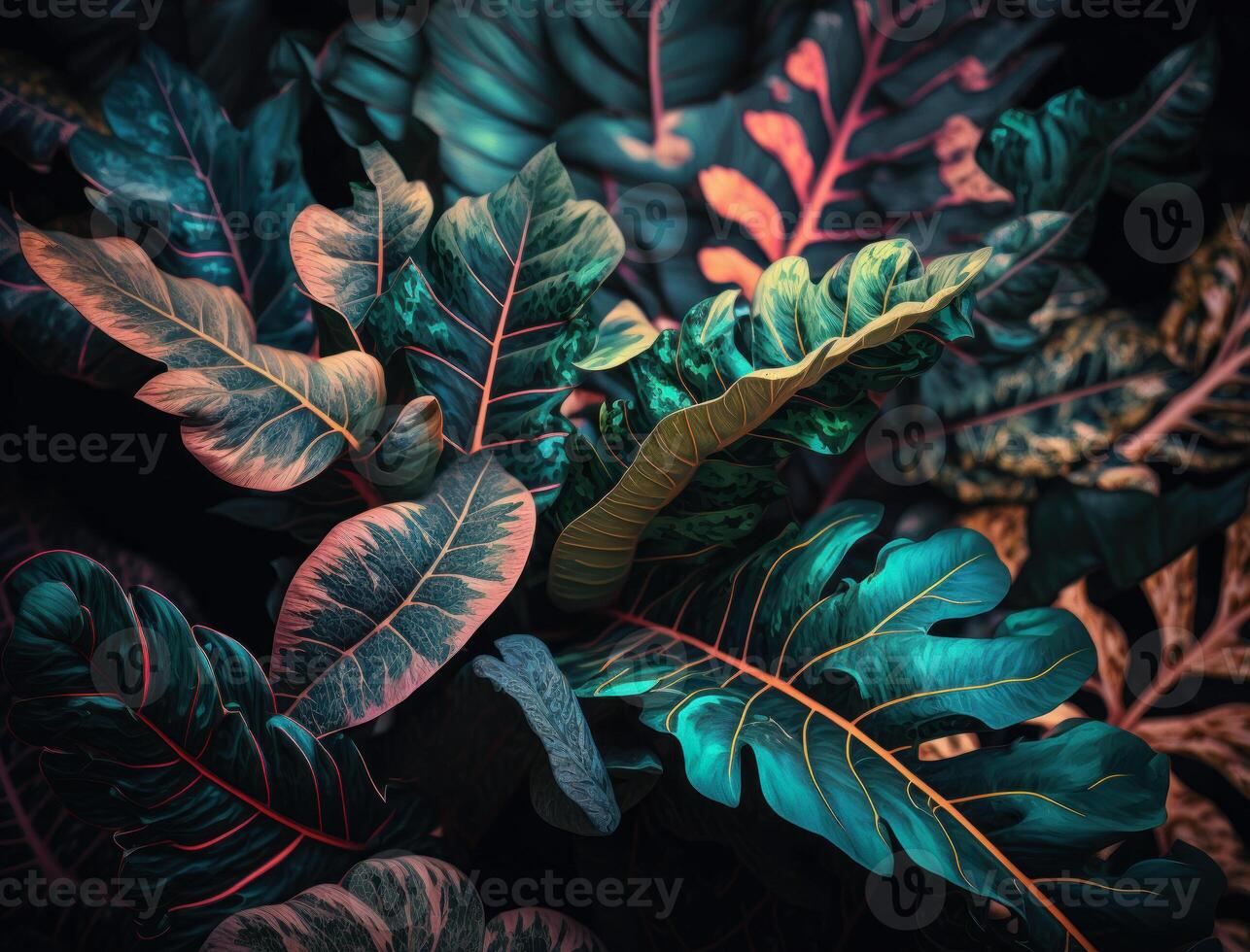 Abstract colorful foliage background created with technology photo