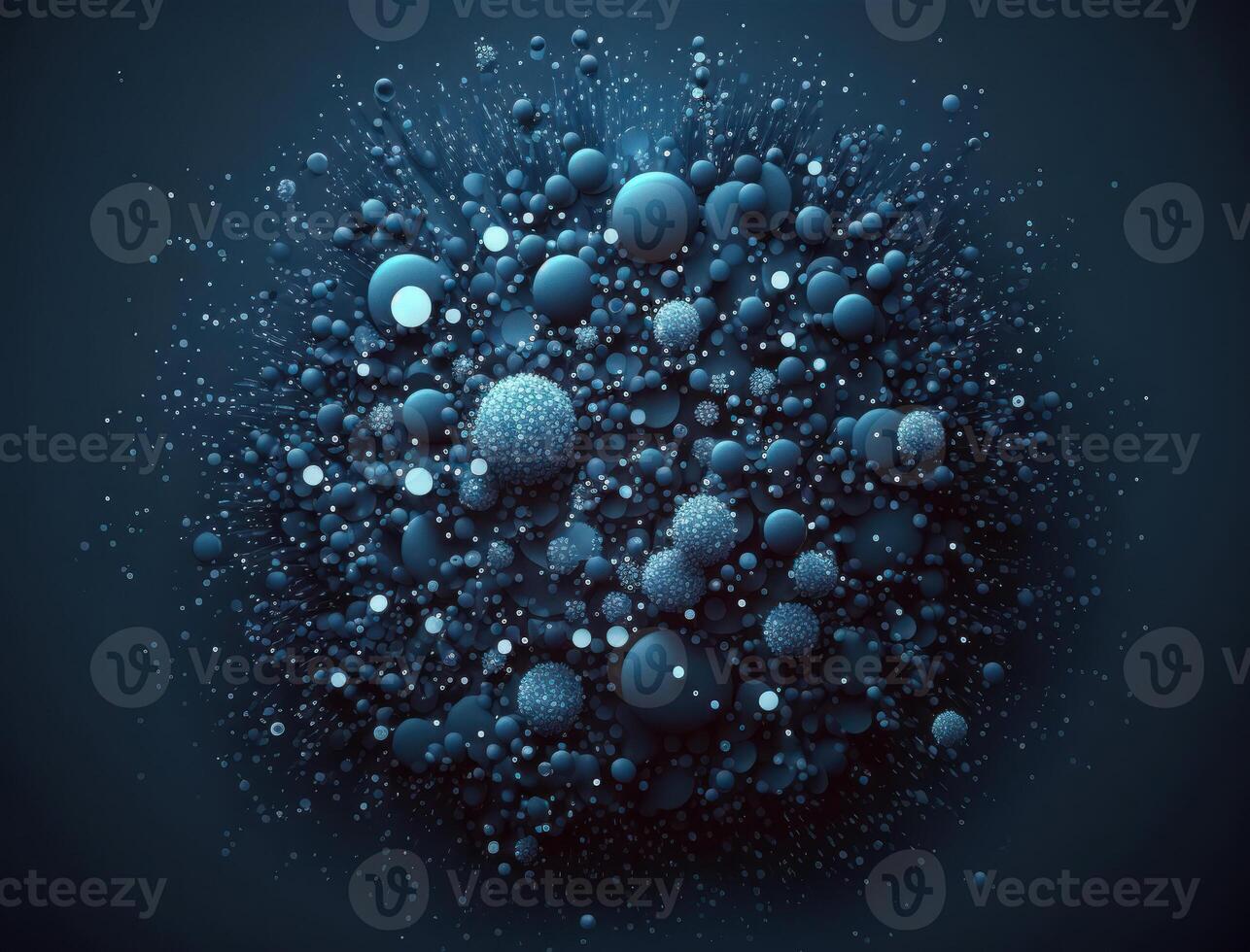 Dark blue and glow particle abstract background Blurry bokeh background with sparkles, particles and glitter created with technology photo
