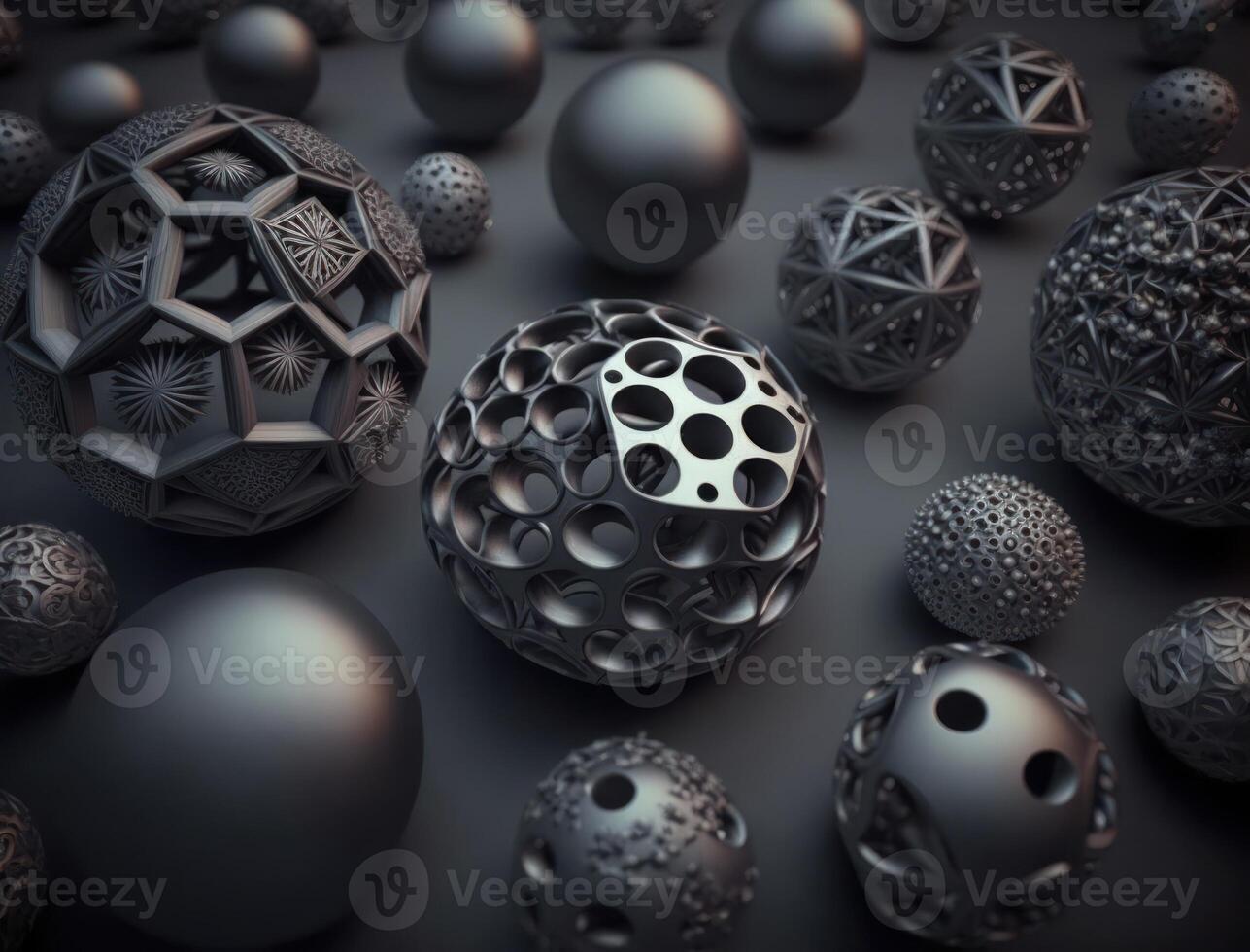 Modern technology Geometric background with spheres created with technology photo