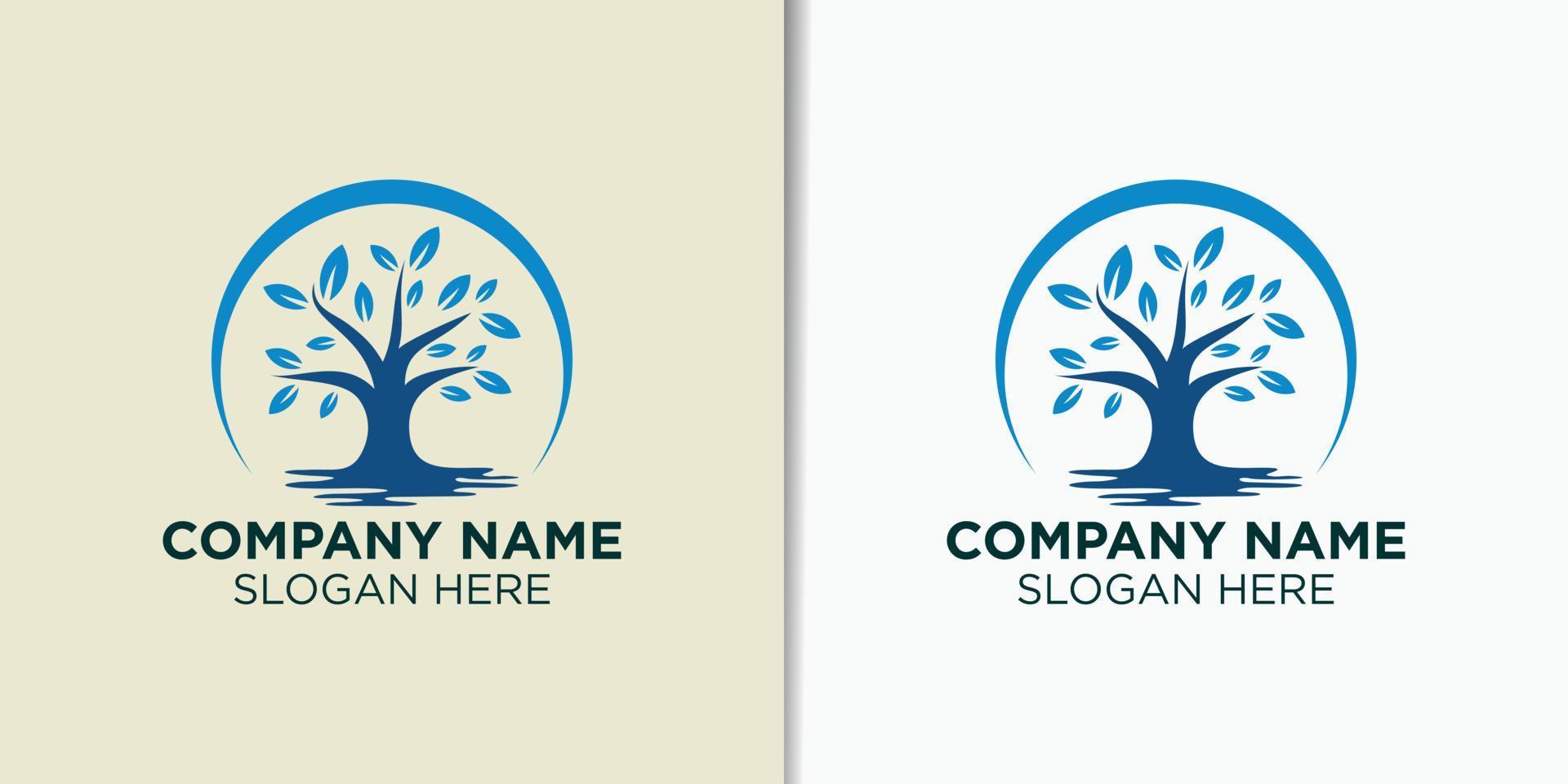 elegant tree logo design vector
