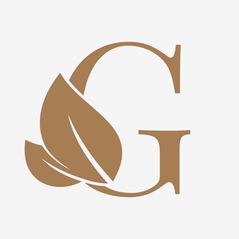 letter G with leaf decoration initial luxury vector logo design