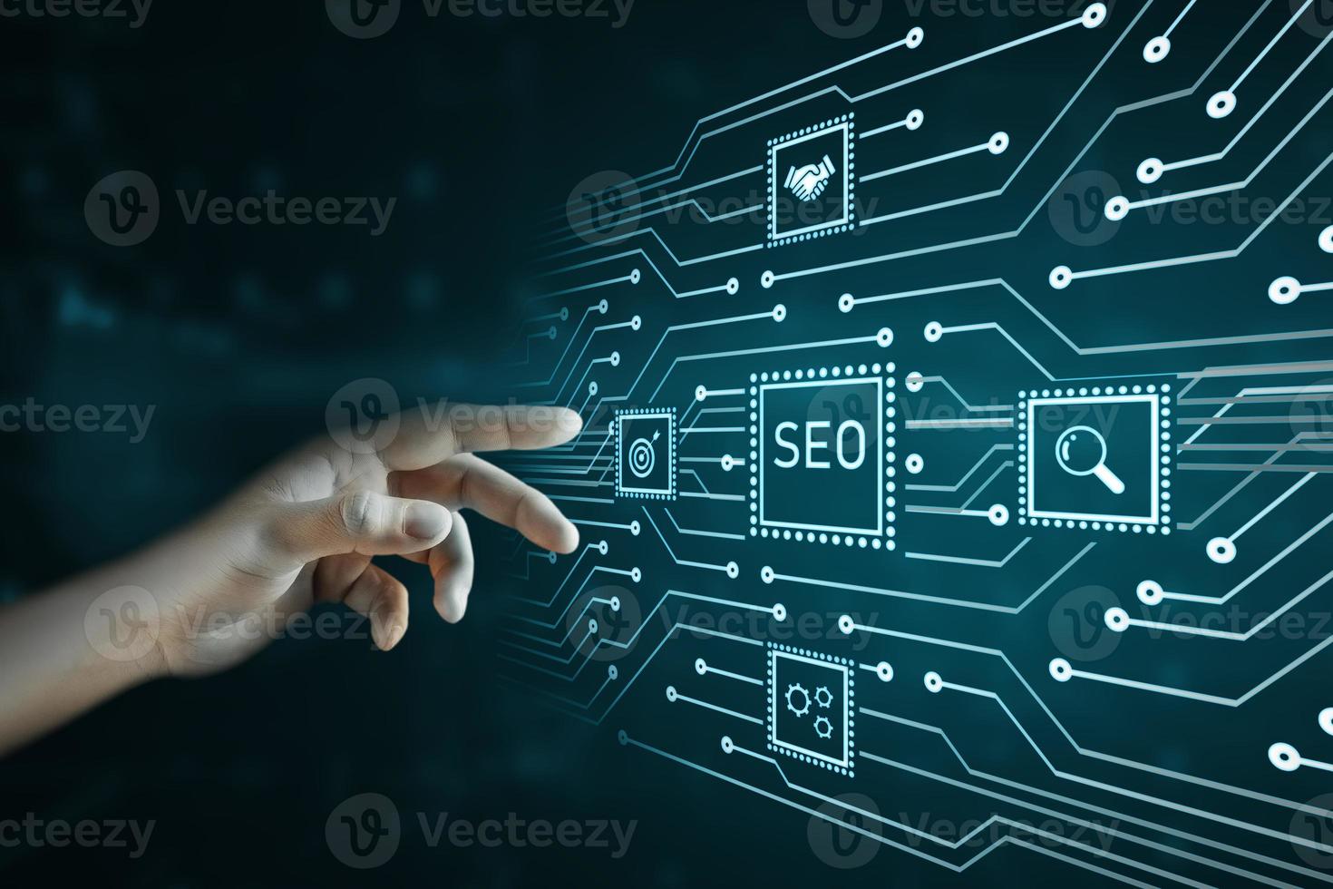 SEO search engine optimization, organic search and link building idea photo