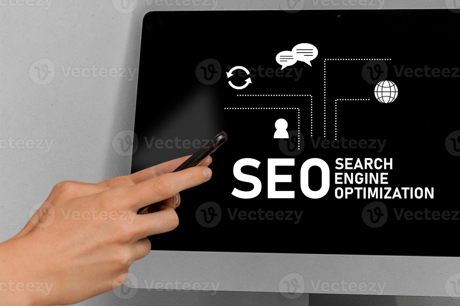 SEO search engine optimization, organic search and link building idea photo