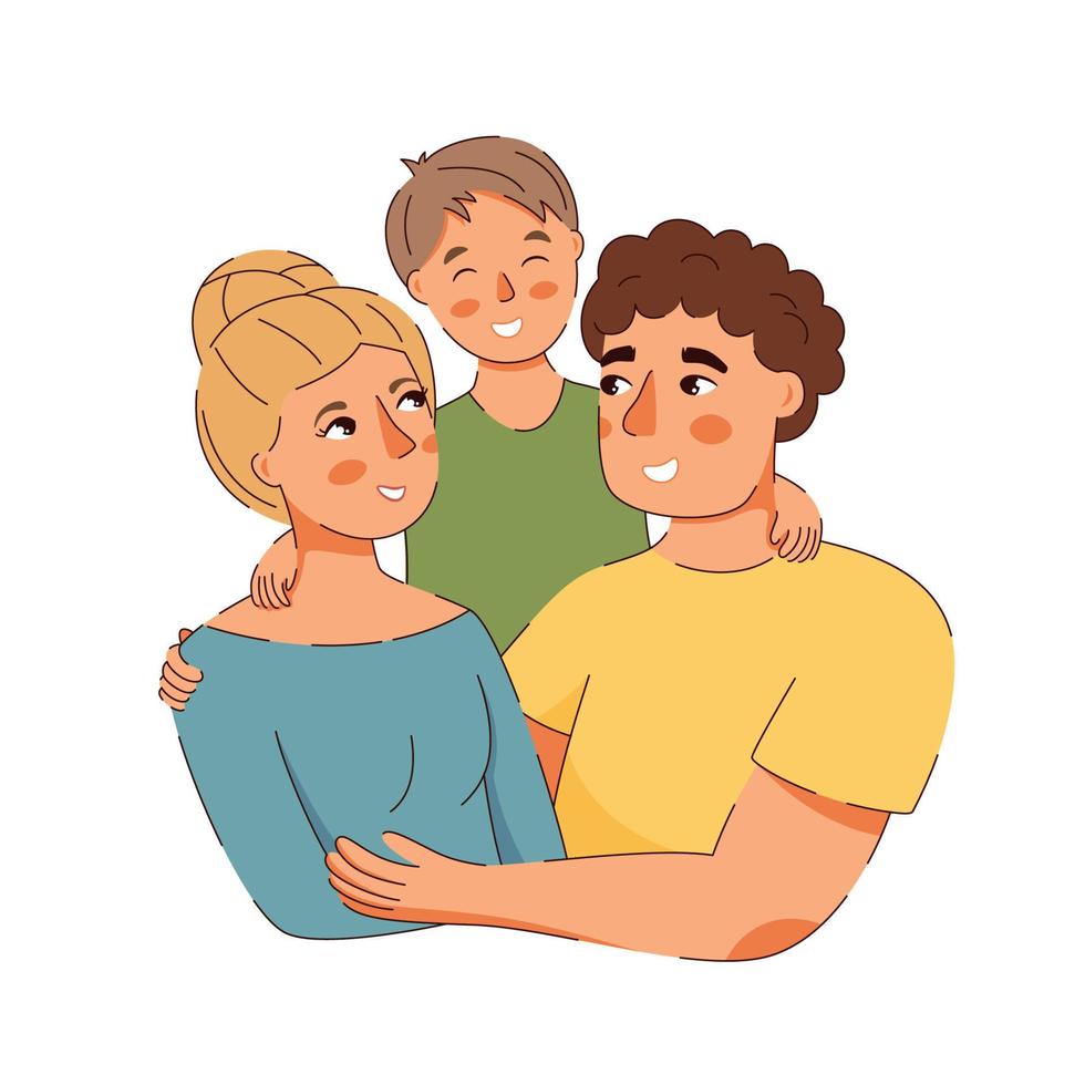 happy family together mother father and son with heart vector