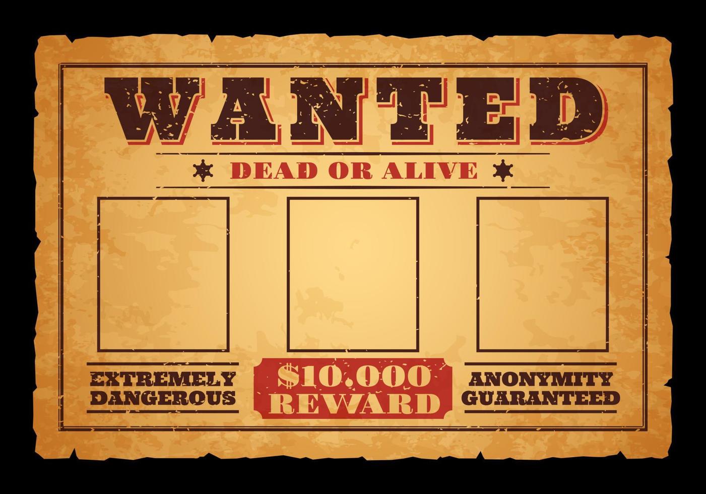 Western wanted banner with reward vintage poster vector