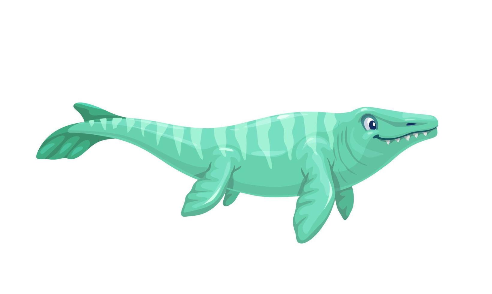 dibujos animados mosasaurus dino personaje acuático reptil vector