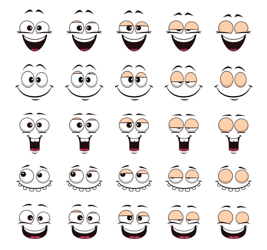 Cartoon laugh or giggle face, blink eye animation vector