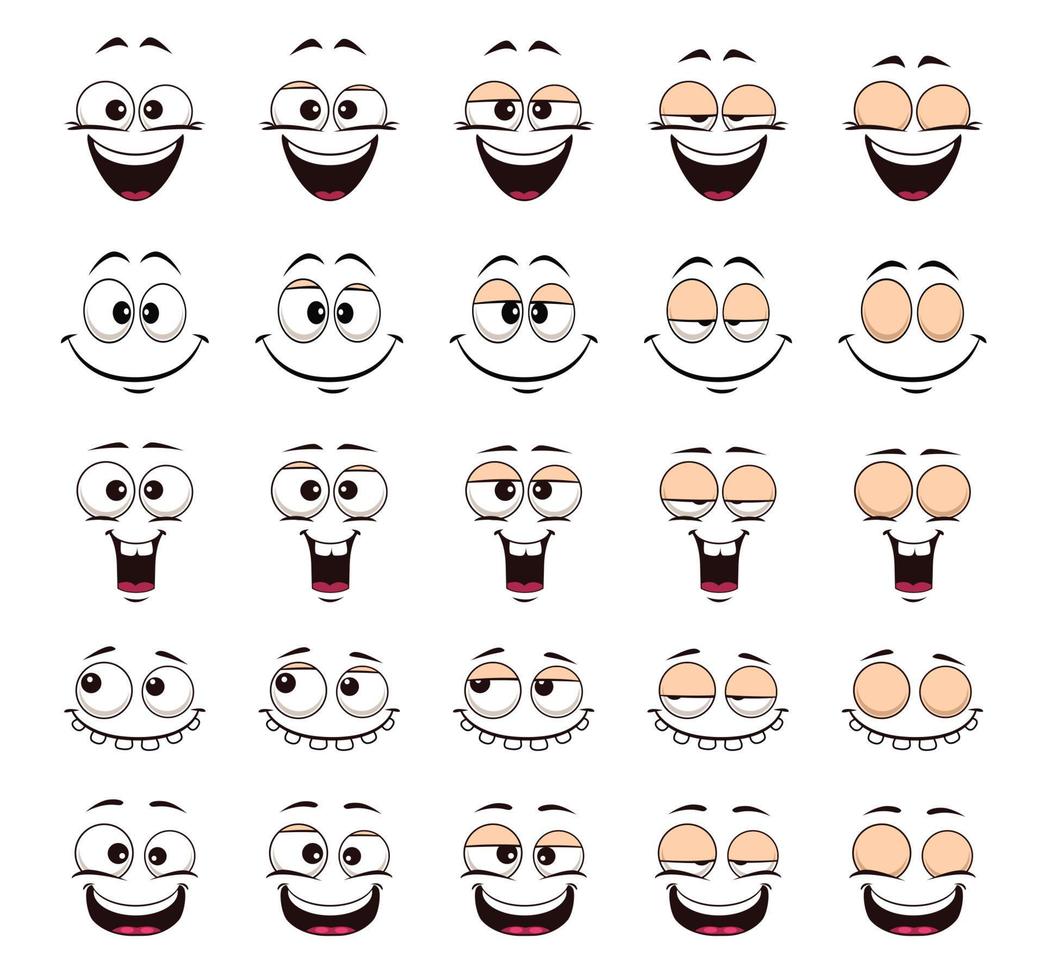 Cartoon laugh or giggle face, blink eye animation vector