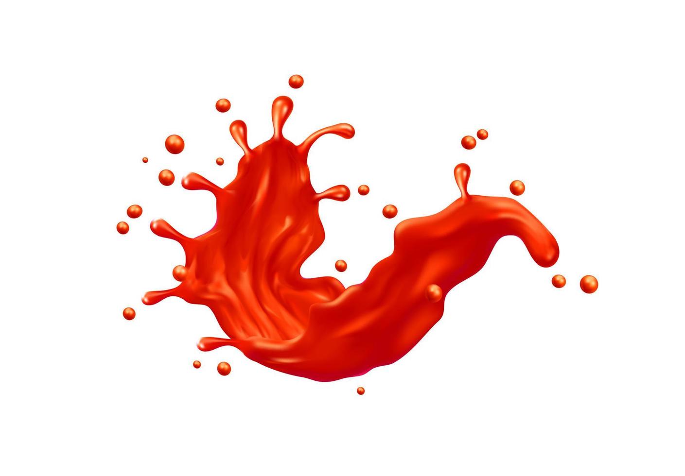 Tomato ketchup swirl splash with red sauce drops vector