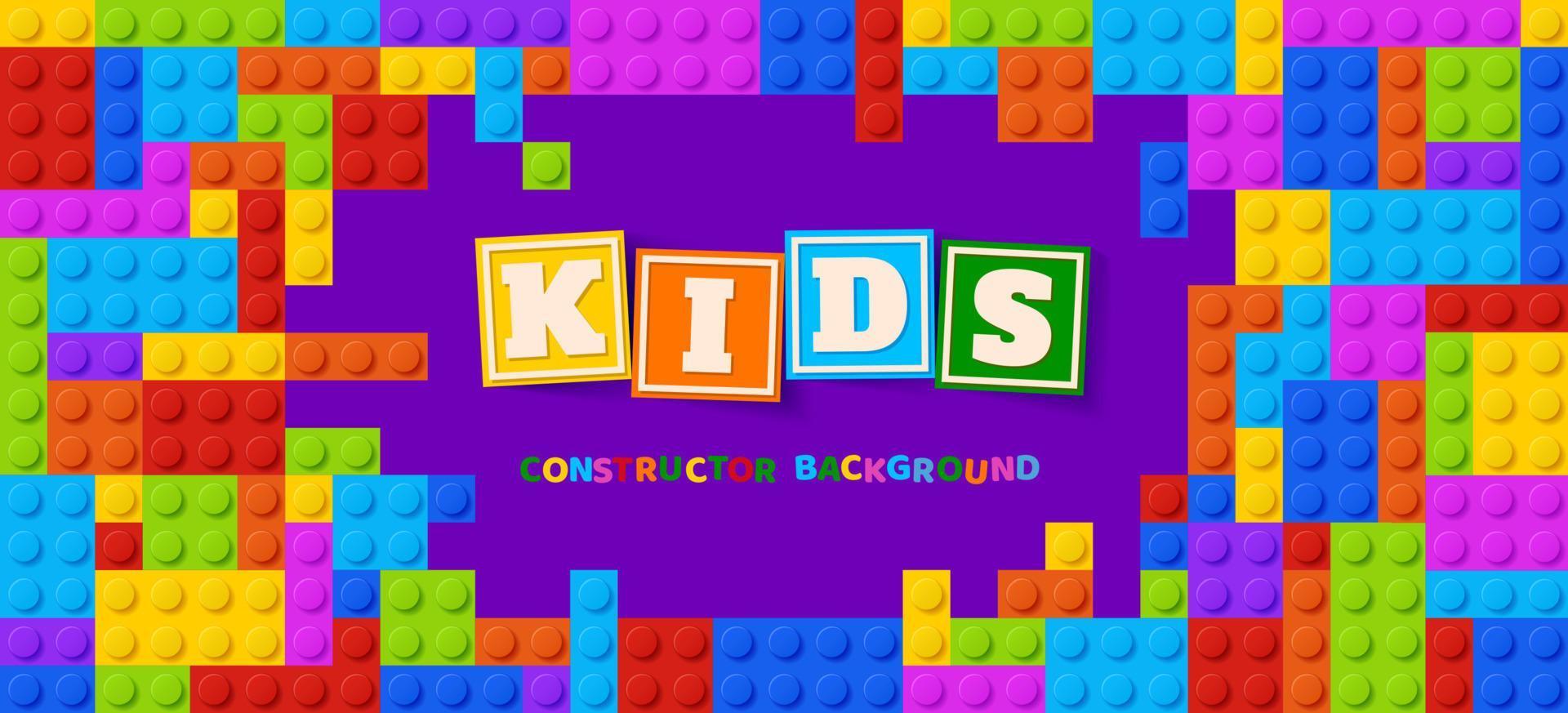 Kids zone background of brick blocks constructor vector