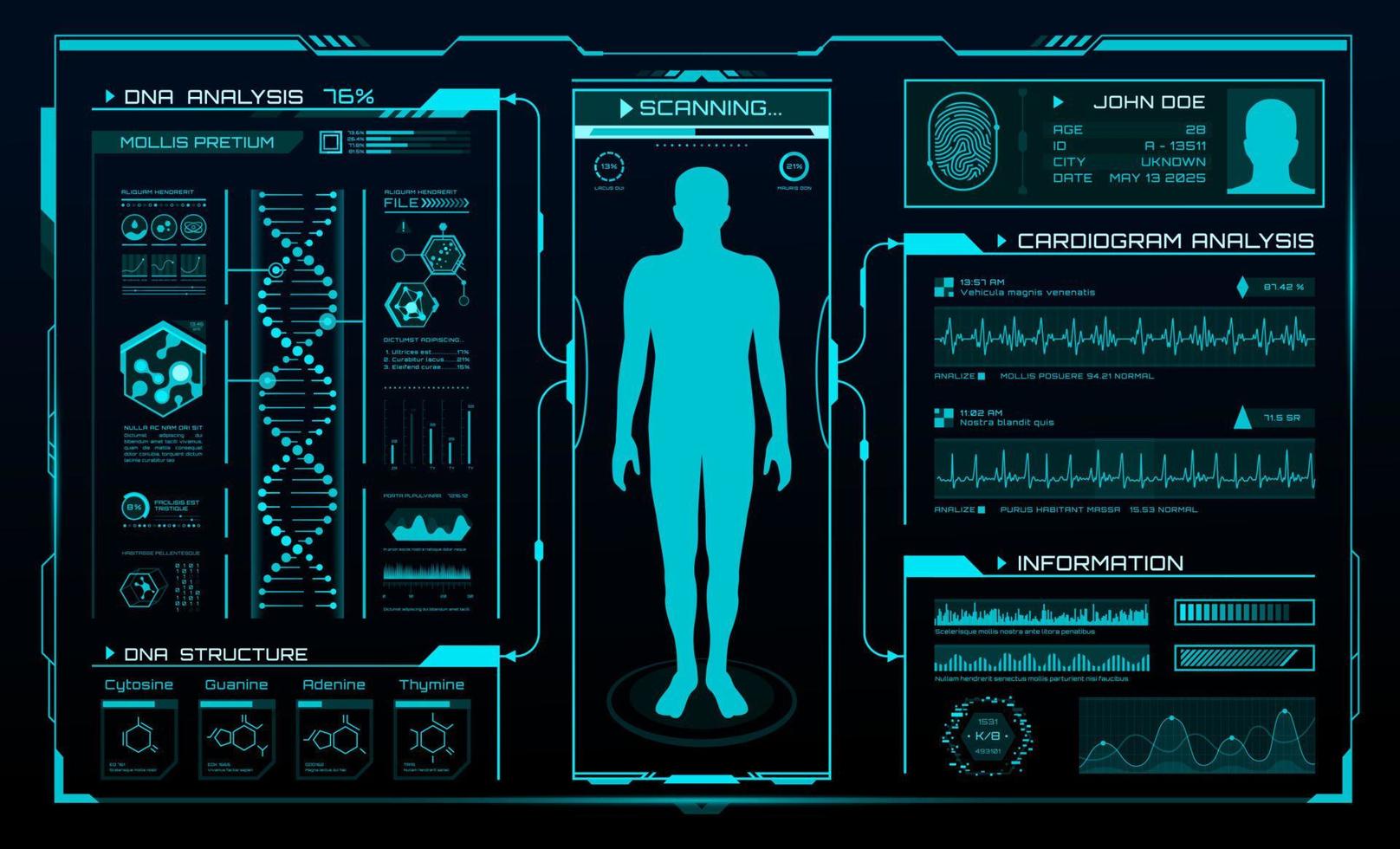 HUD medicine, body health digital technology vector