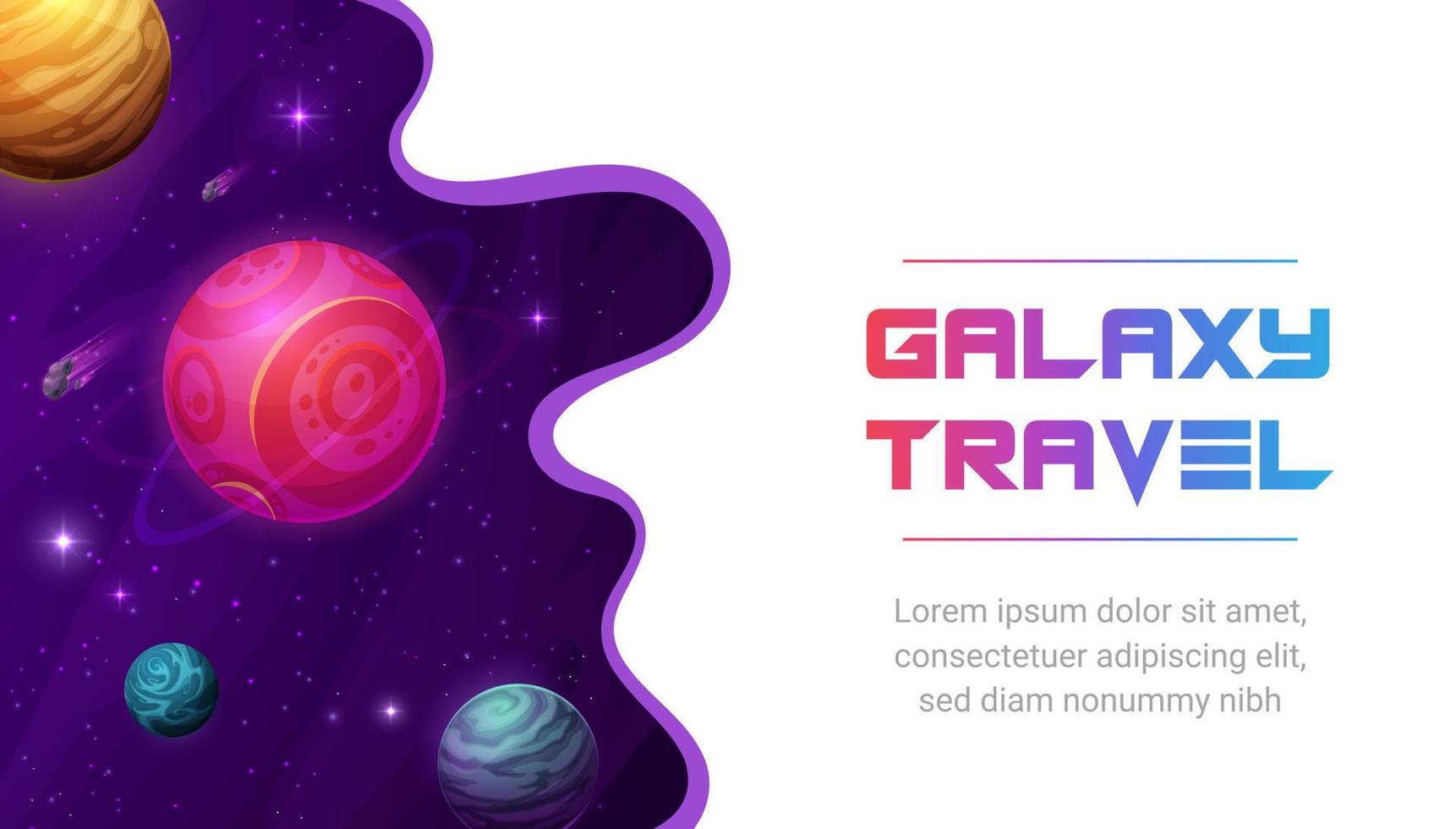 Galaxy travel landing page, paper cut space planet vector