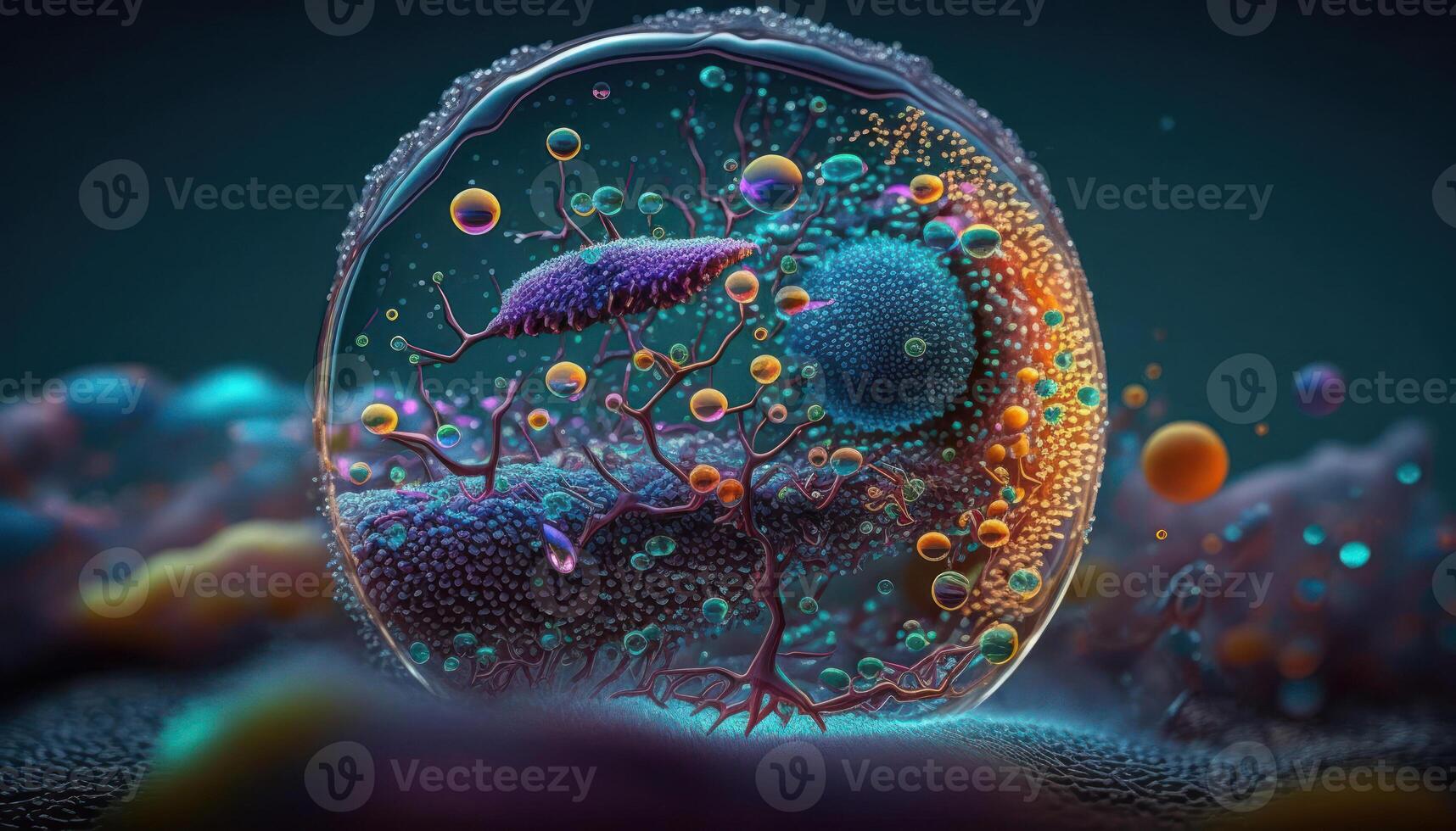 Bacteria and virus cells World under the microscope created with technology photo