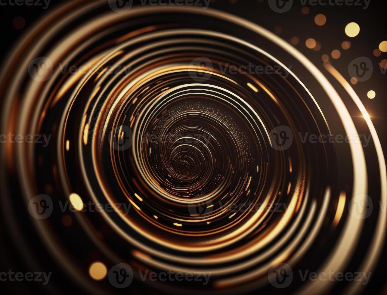 Concentric golden rings shapes Abstract geometric background created with technology photo