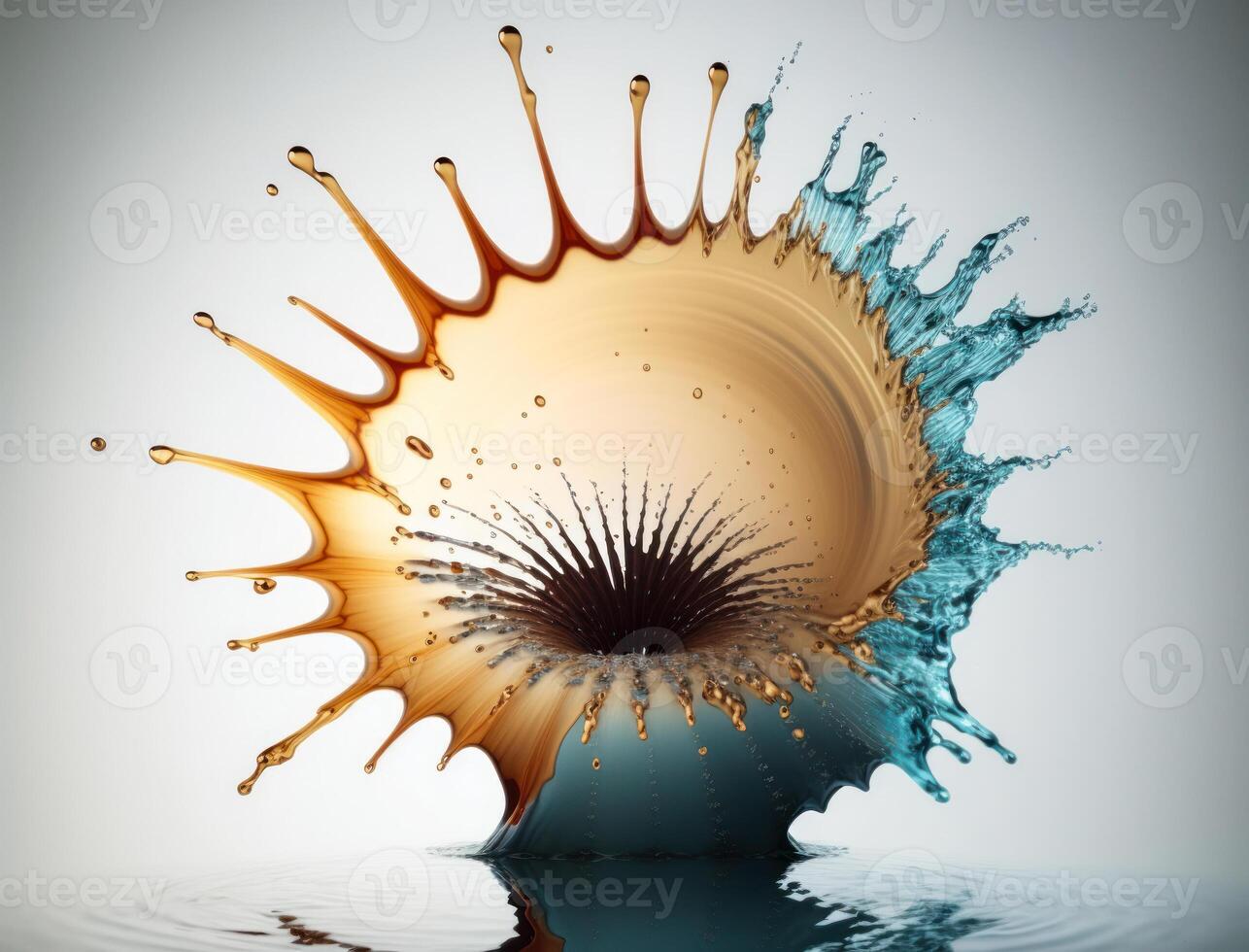 Radial spiral water splash background created with technology photo