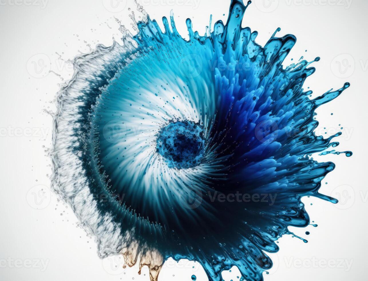 Radial spiral water splash background created with technology photo