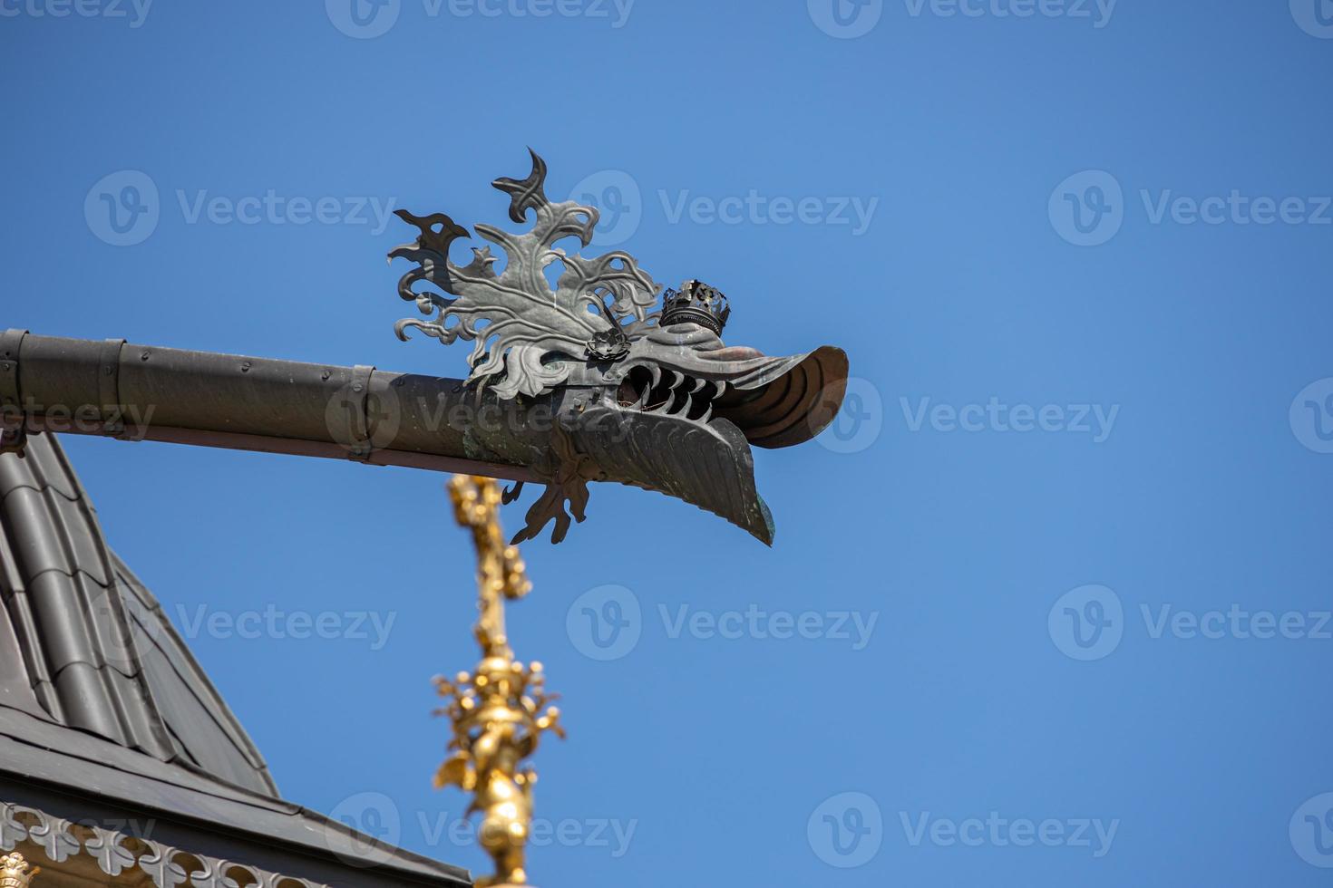 detail on the royal castle in Krakow in Poland against the background of a blue sky photo