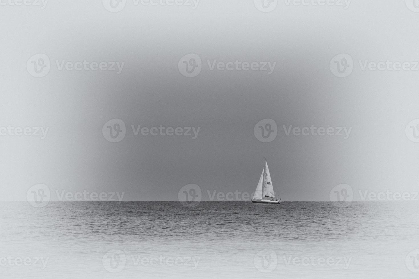 summer landscape from the Baltic Sea with blue water and sky and a white sailboat photo