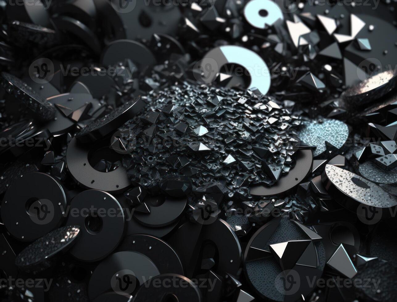 Abstract black geometric background Various shapes Flat lay created with technology photo