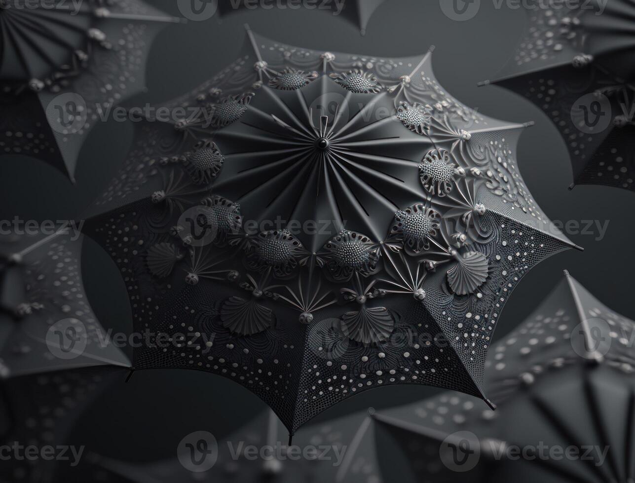 Abstract black geometric background Various shapes Flat lay created with technology photo