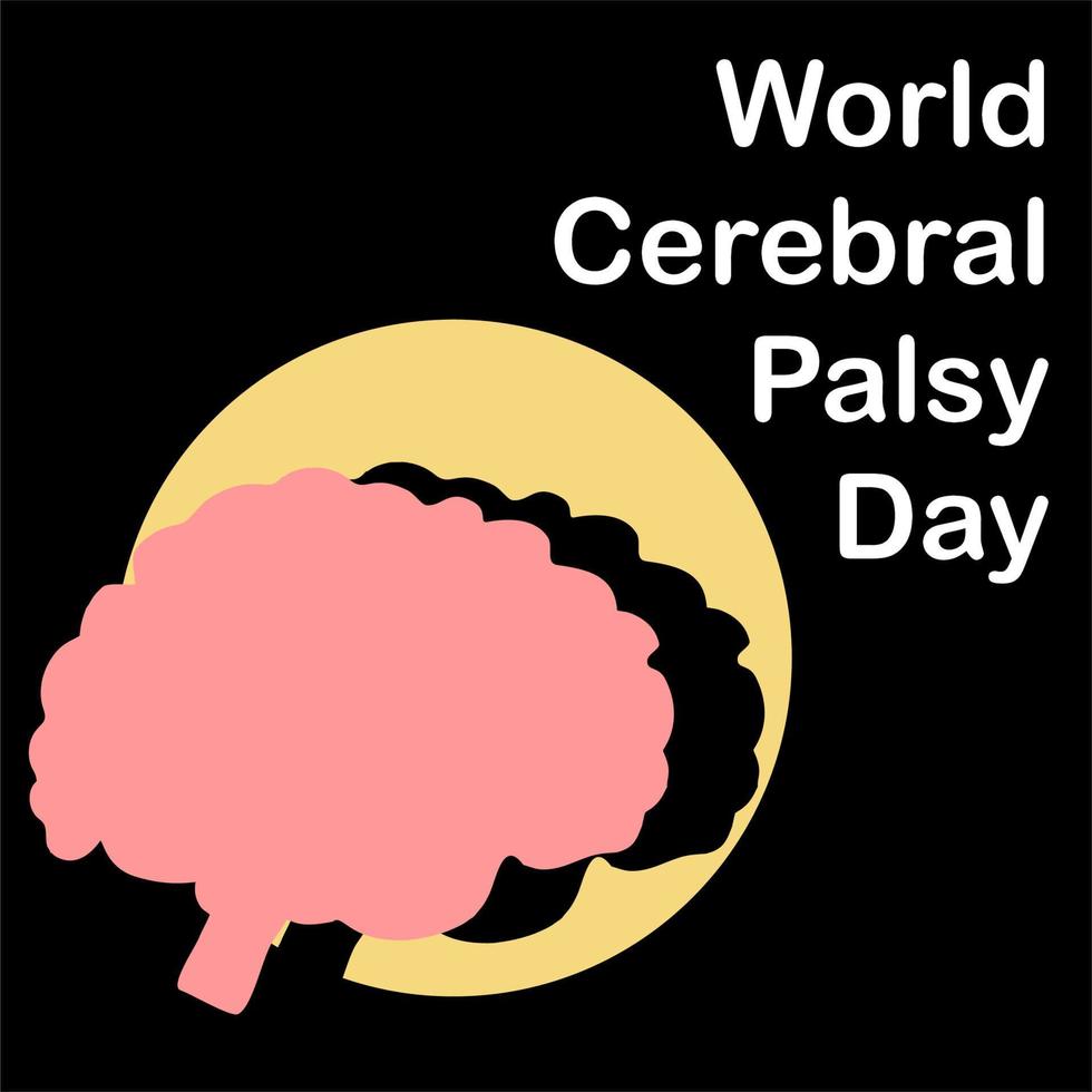 World Cerebral Palsy Awareness day poster, concept, Banner, template with pink Vector brain illustration and text.