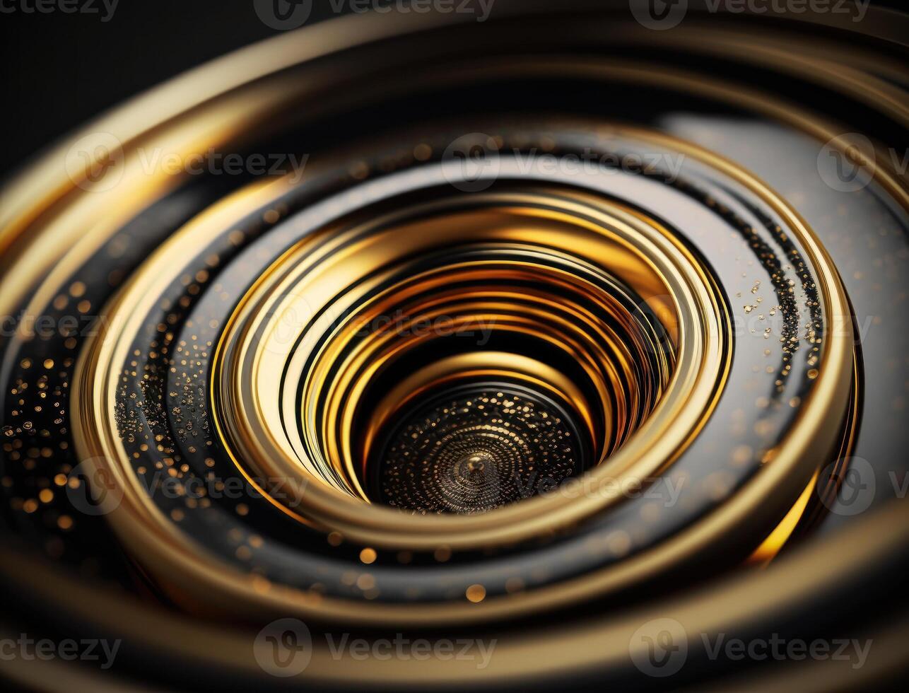 Concentric golden rings shapes Abstract geometric background created with technology photo
