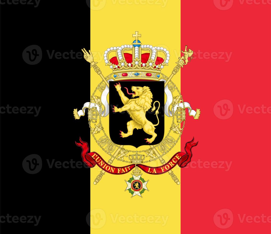 National flag of Belgium. Belgium flag with original color and proportion. Flat illustration. photo