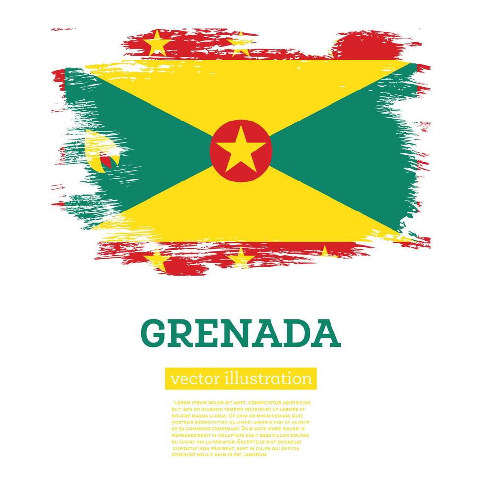 Grenada Flag with Brush Strokes. Independence Day. vector
