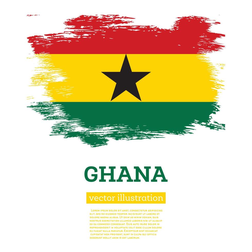 Ghana Flag with Brush Strokes. Independence Day. vector