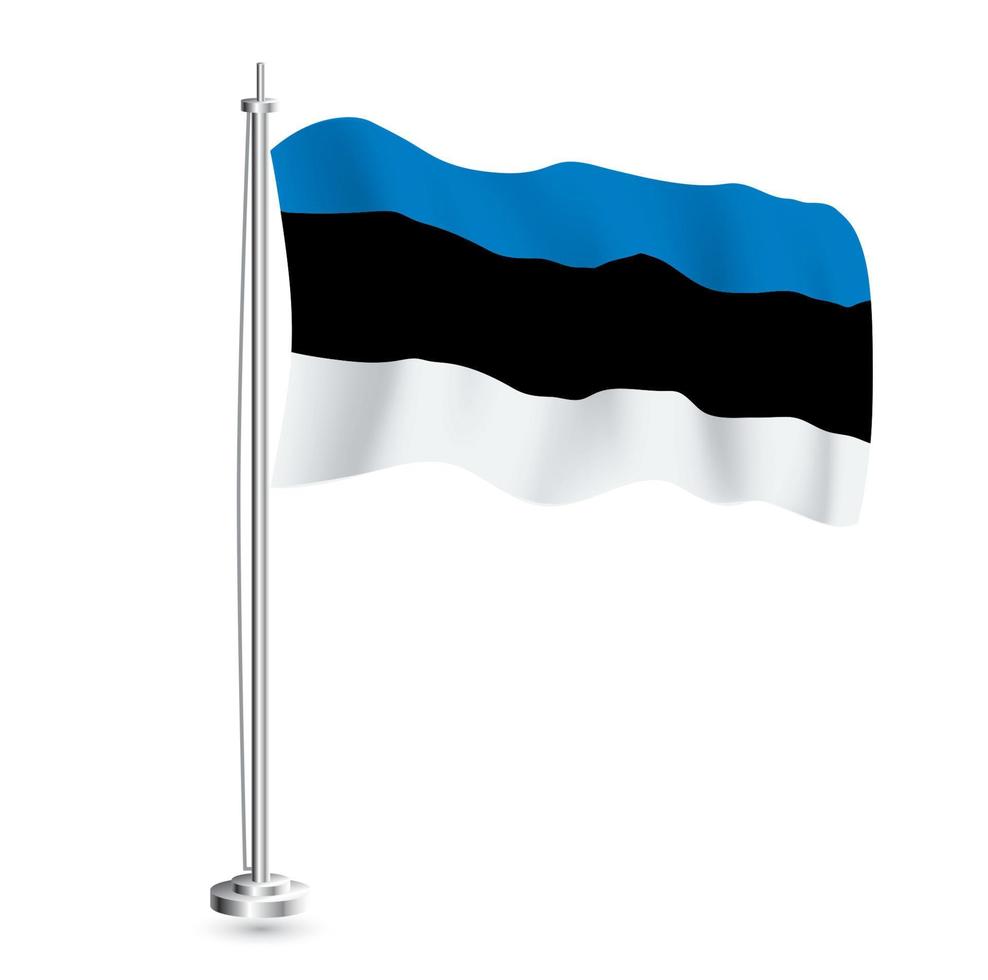 Estonian Flag. Isolated Wave Flag of Estonia Country. Vector Illustration.