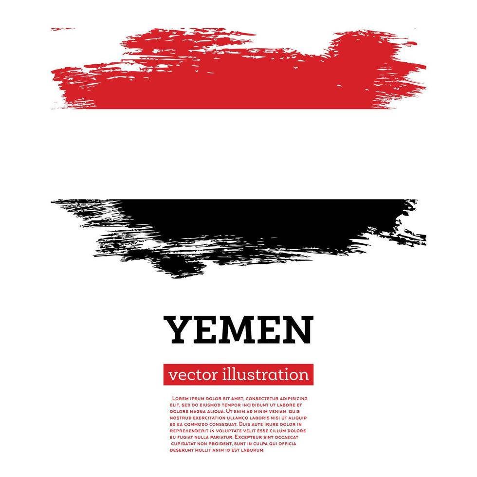 Yemen Flag with Brush Strokes. Independence Day. vector