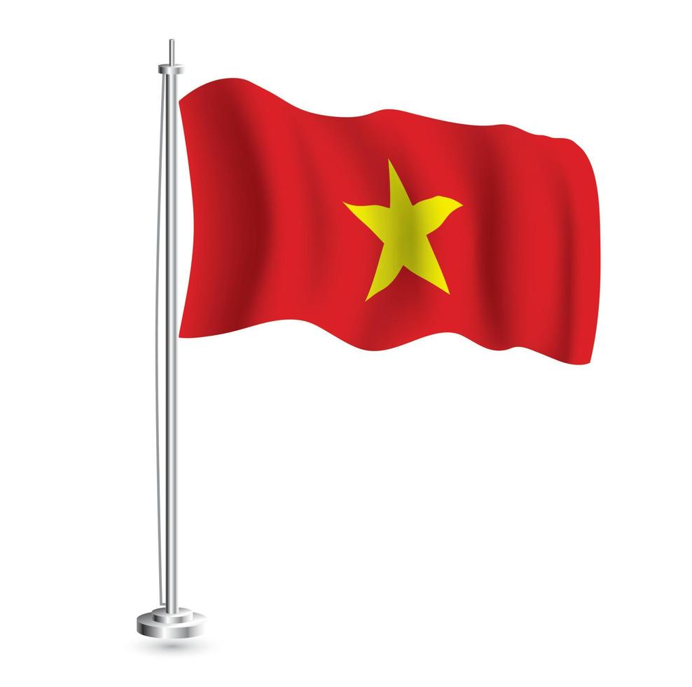 vietnamita bandera. aislado realista ola bandera de Vietnam país en asta de bandera. vector