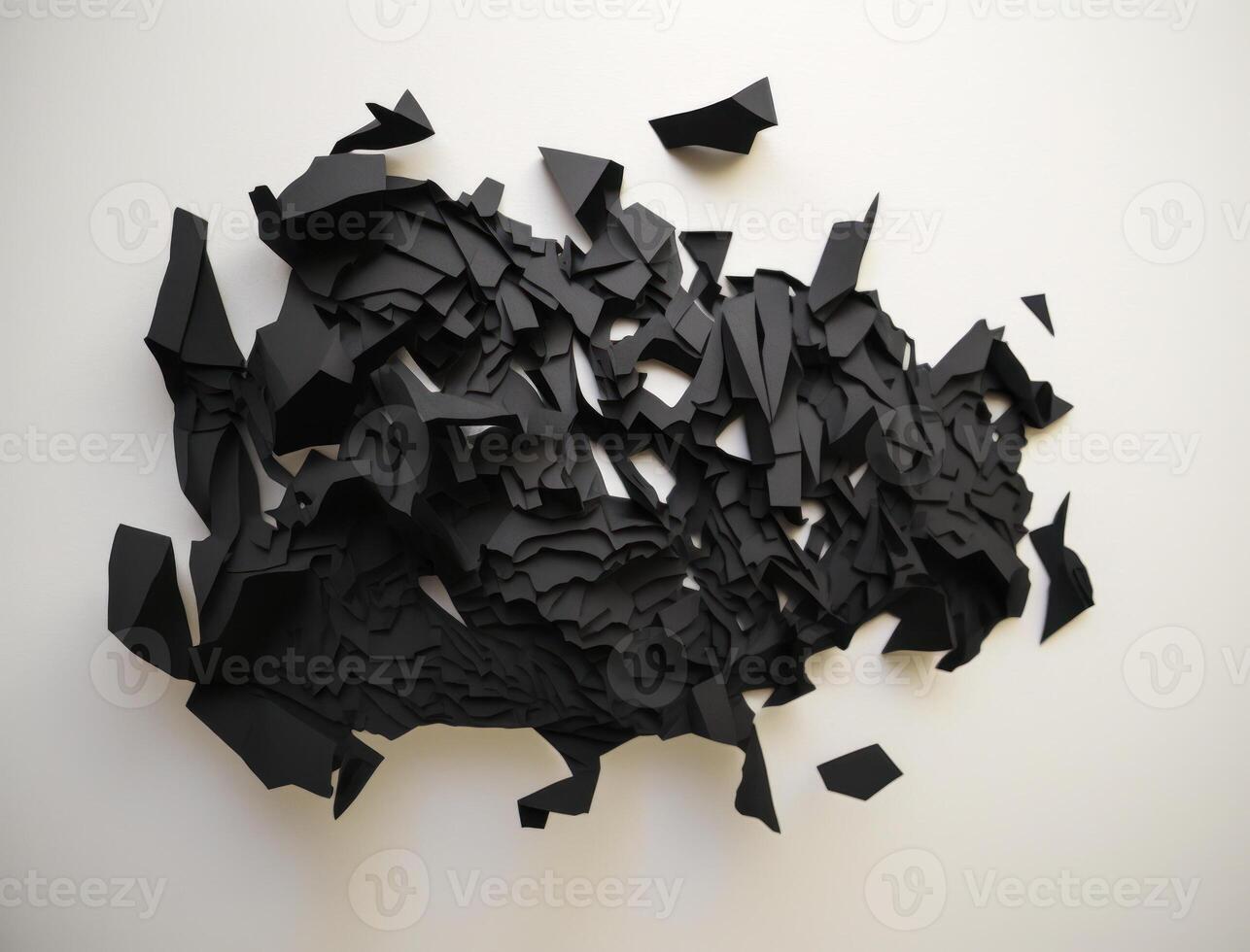 Abstract dark black various paper shapes background created with technology photo