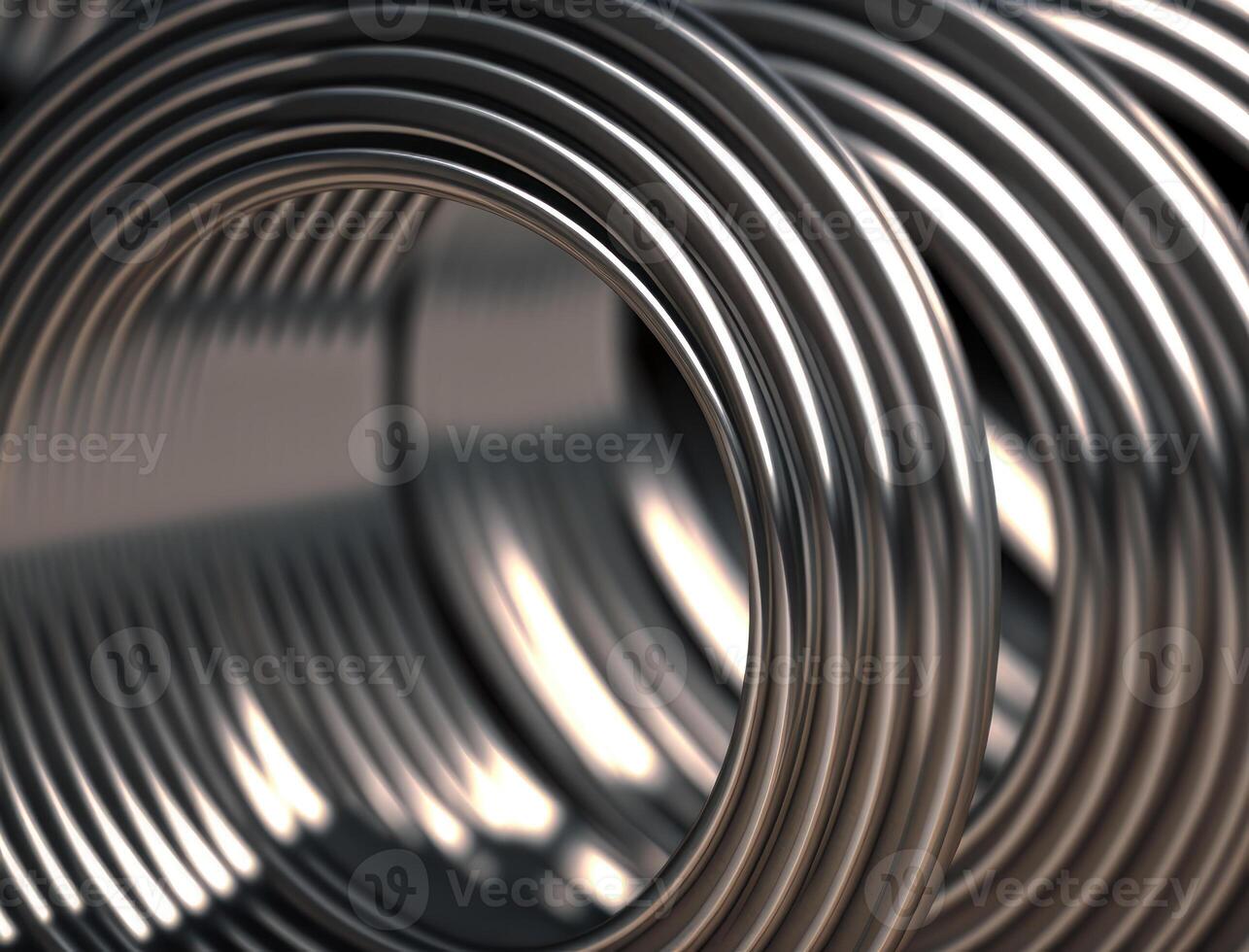 Concentric steel rings shapes Abstract geometric background created with technology photo