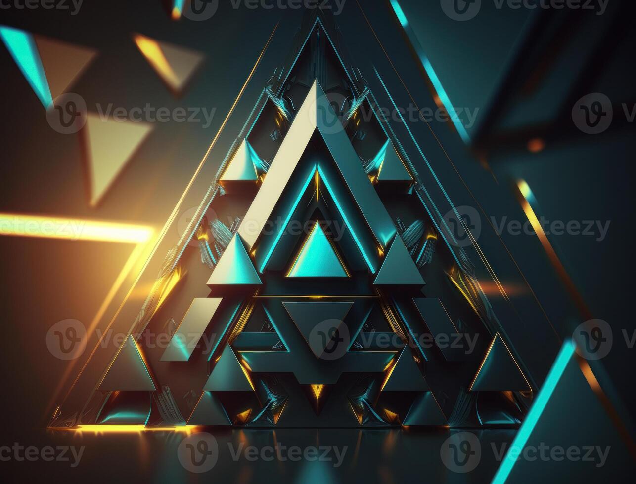 Futuristic triangles background Abstract geometric pattern created with technology photo
