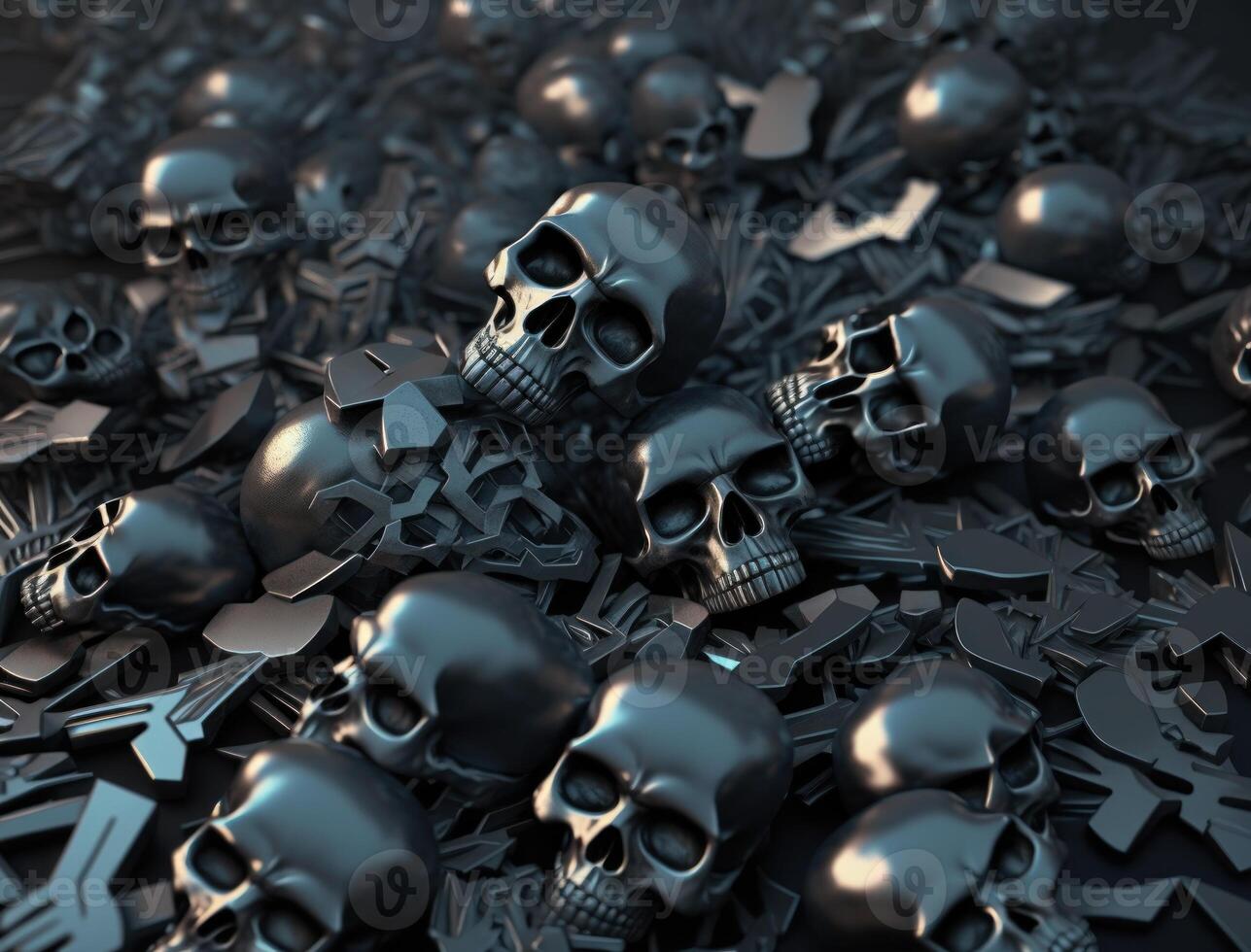 Obsidian skulls created with technology photo