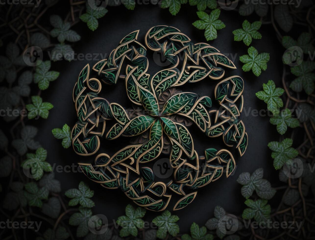 Ethnic celtic ornaments Esoteric vegetal background created with technology photo